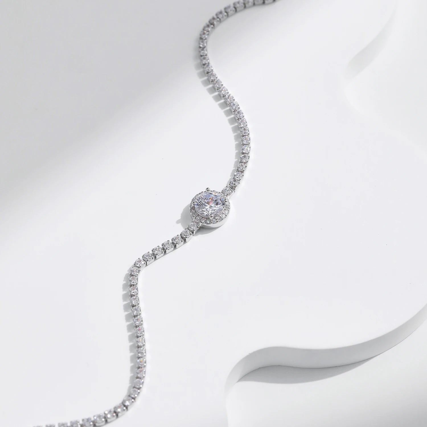 Halo Clear Cubic Zirconia Tennis Bracelets