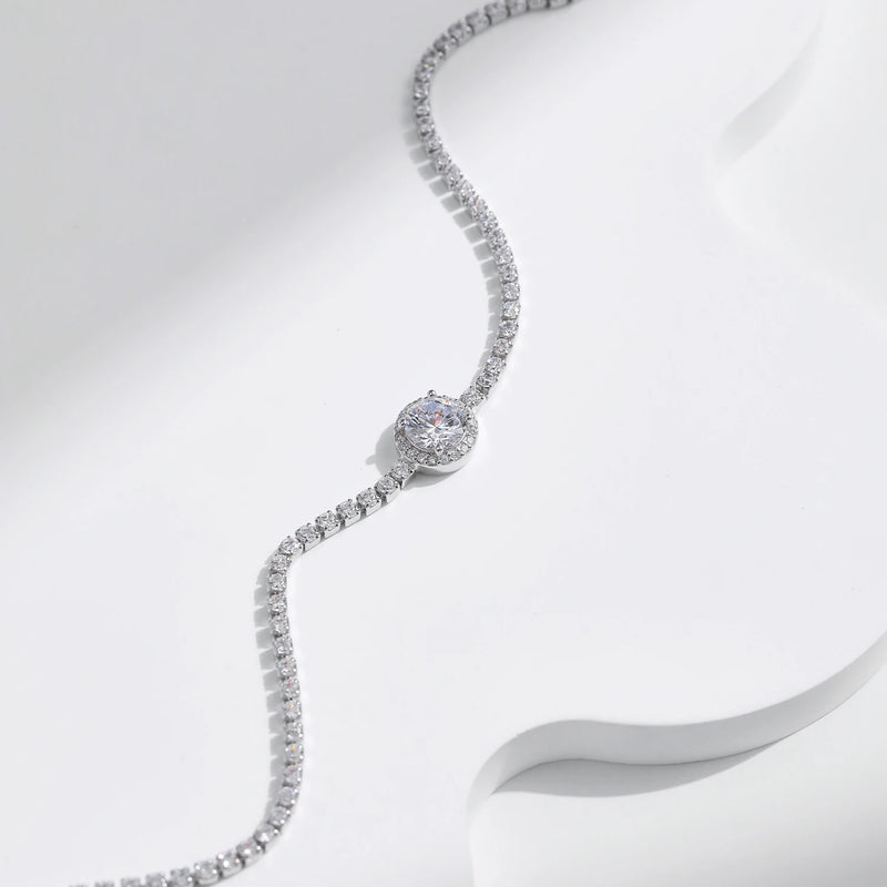 Halo Clear Cubic Zirconia Tennis Bracelets