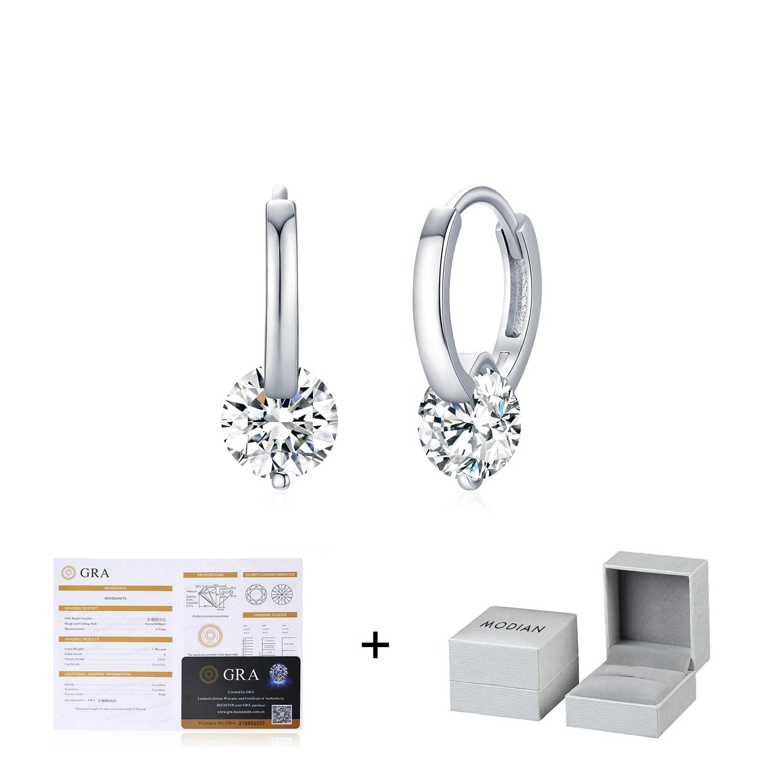 1.0CT D Color Moissanite Hoop Earrings
