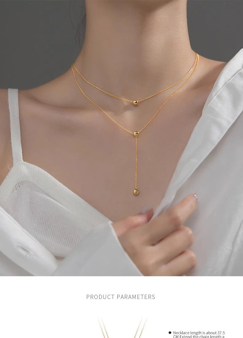 Three Layer Beads Y-Shape Necklace