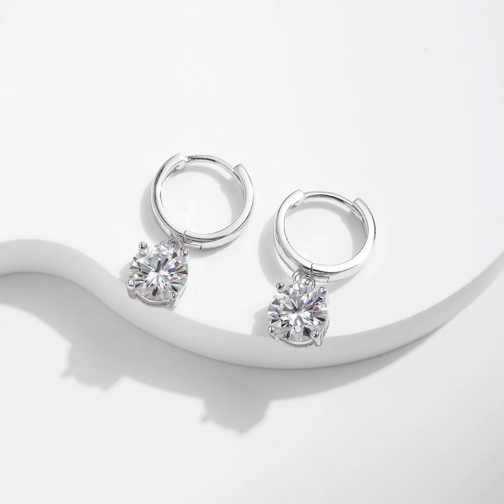 1.0CT D Color Moissanite Hoop Earrings