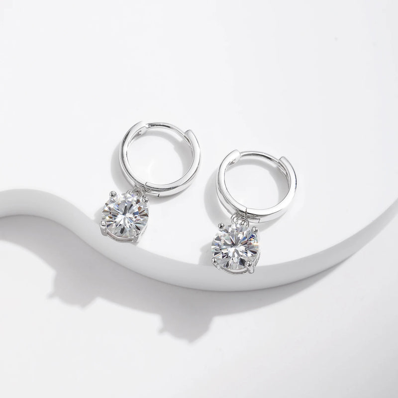1.0CT D Color Moissanite Hoop Earrings