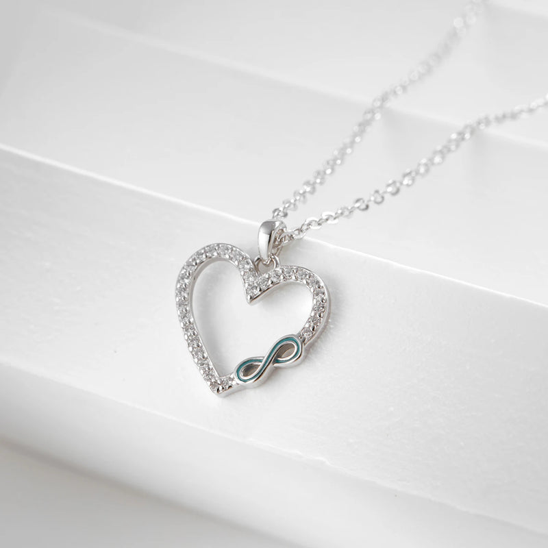 Romantic Heart Enamel Infinity Love Link Chain Pendant