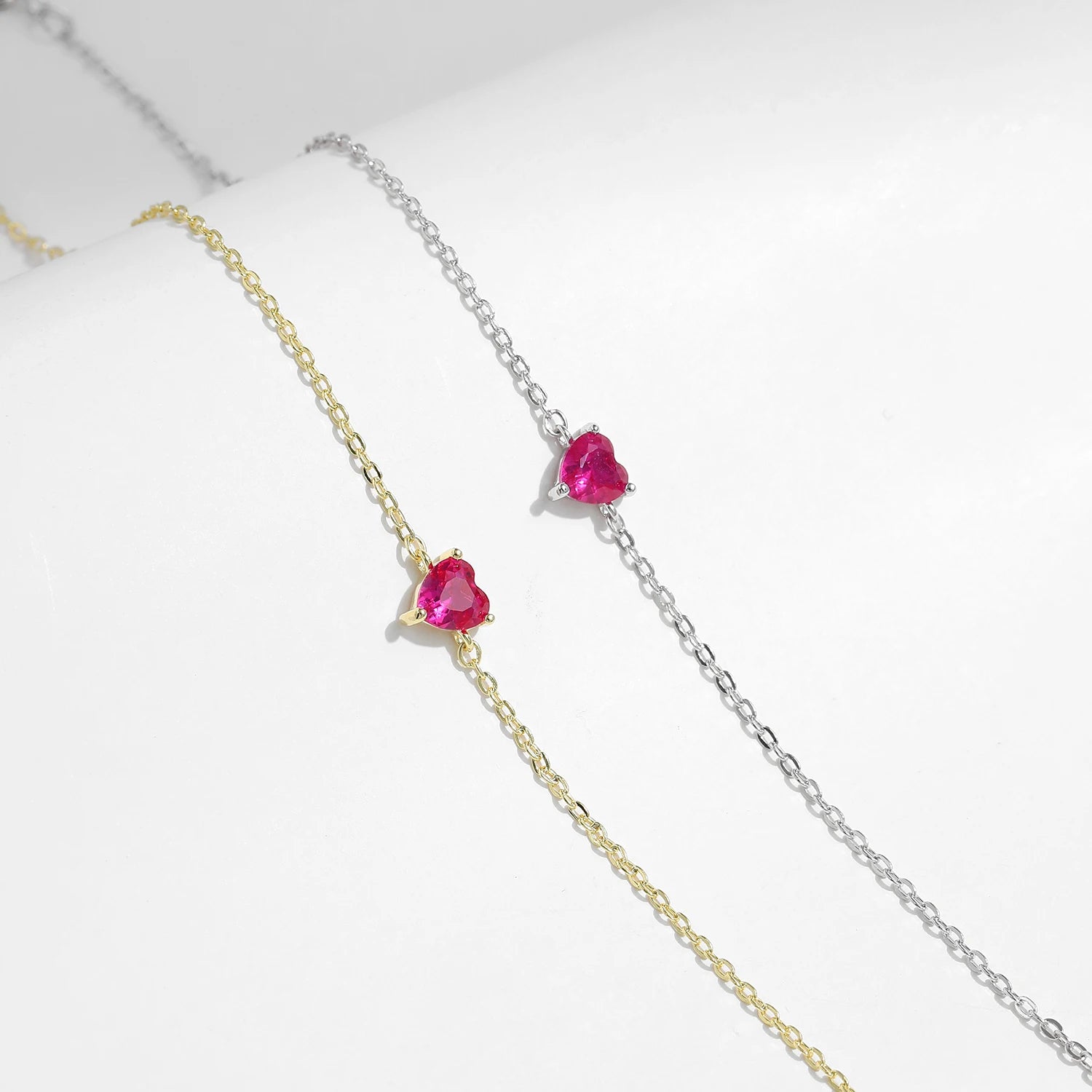 Romantic Rose Red Zirconia Heart  Bracelet