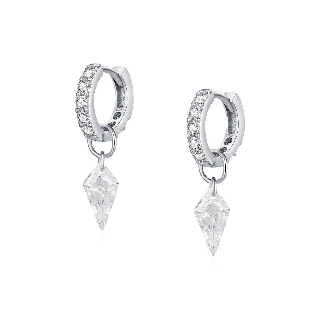 Rhombic Sparkling Hoop Earrings