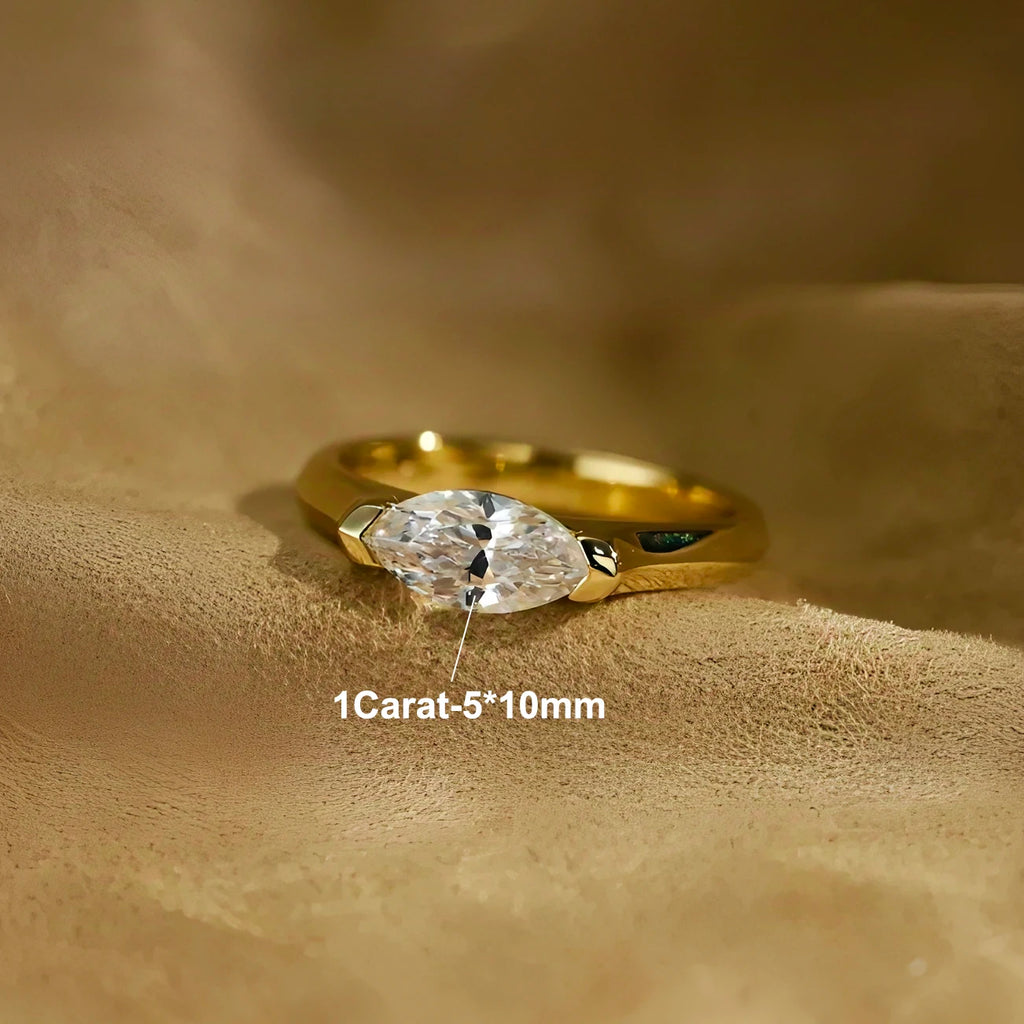 1CT Marquise Cut Moissanite Ring