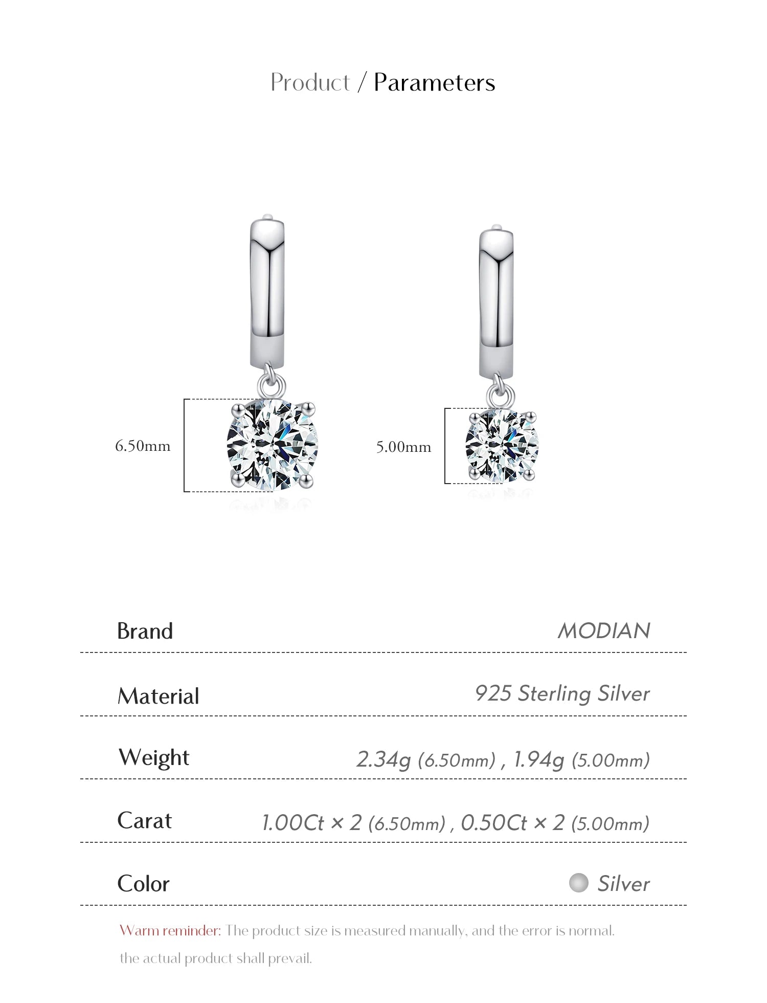 1.0CT D Color Moissanite Hoop Earrings