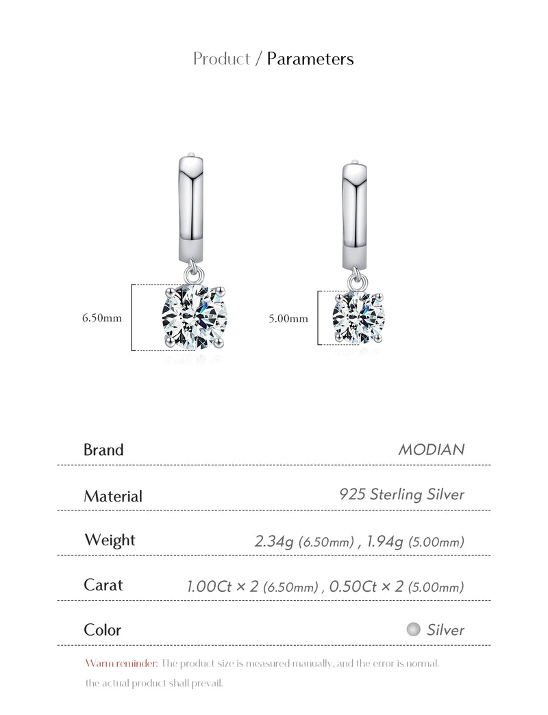1.0CT D Color Moissanite Hoop Earrings