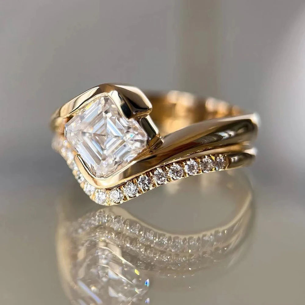 Asscher Cut Moissanite Ring