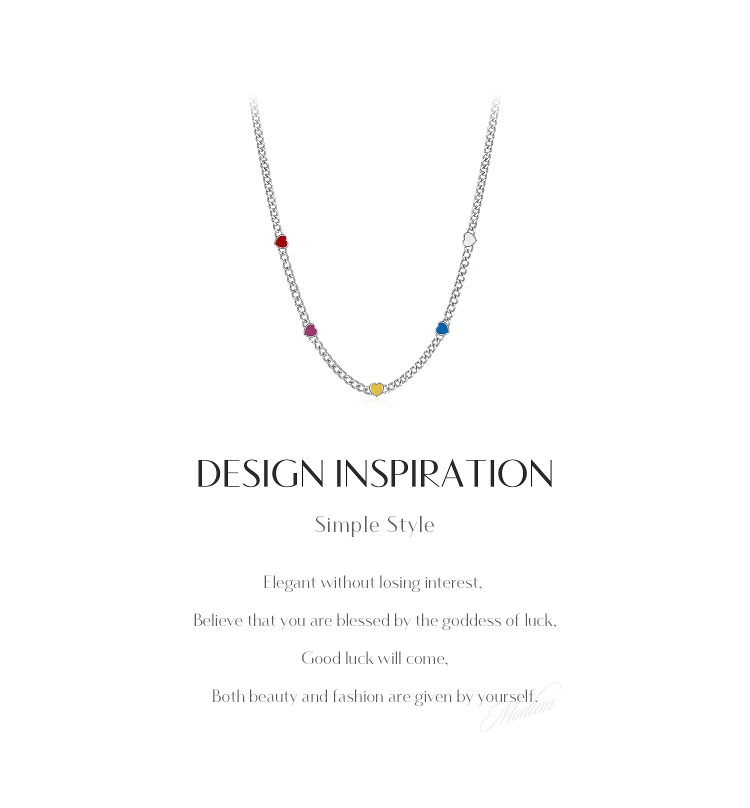 Collier ras-du-cou en émail coloré cœur à cœur 
