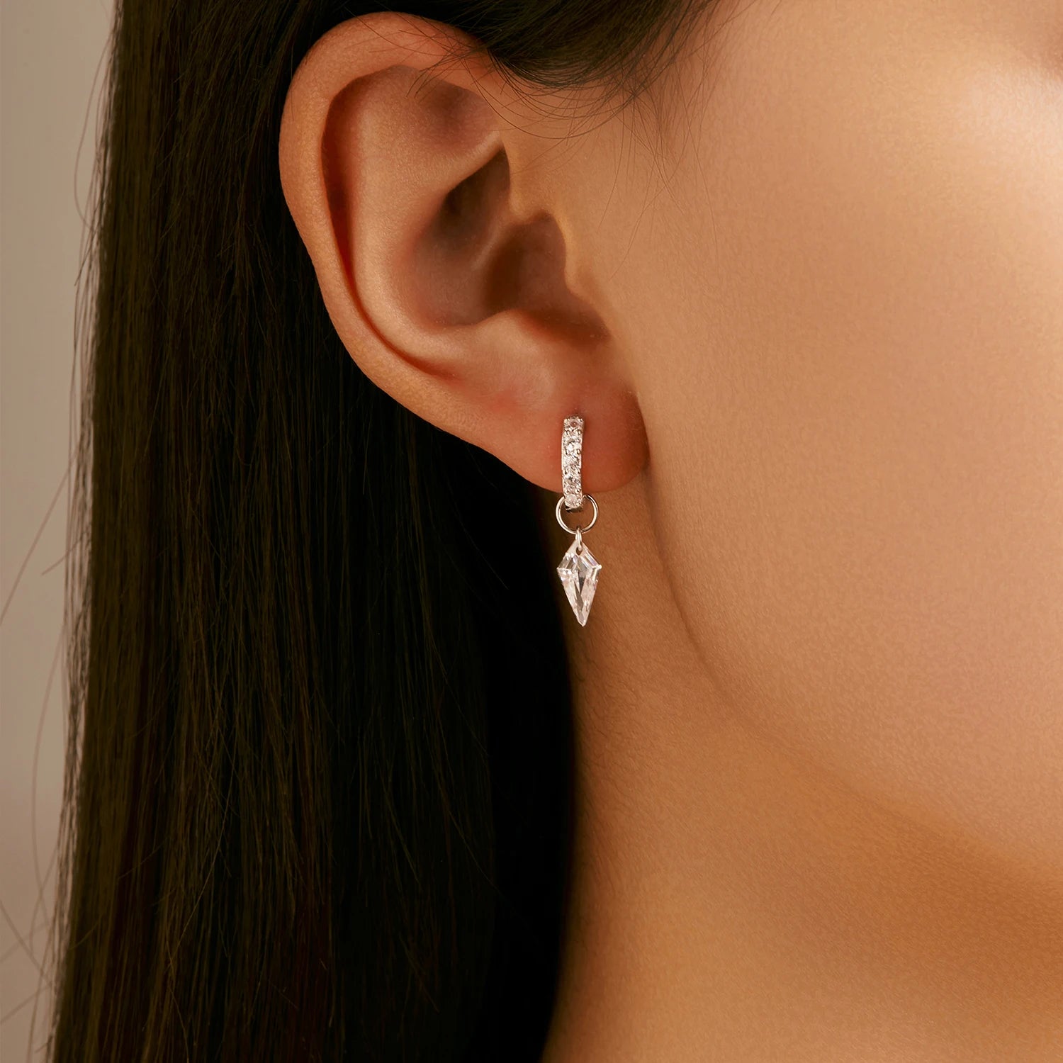 Rhombic Sparkling Hoop Earrings