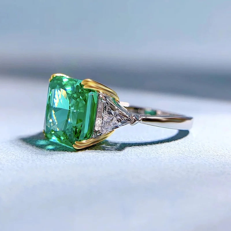 Emerald High Carbon Diamond Ring