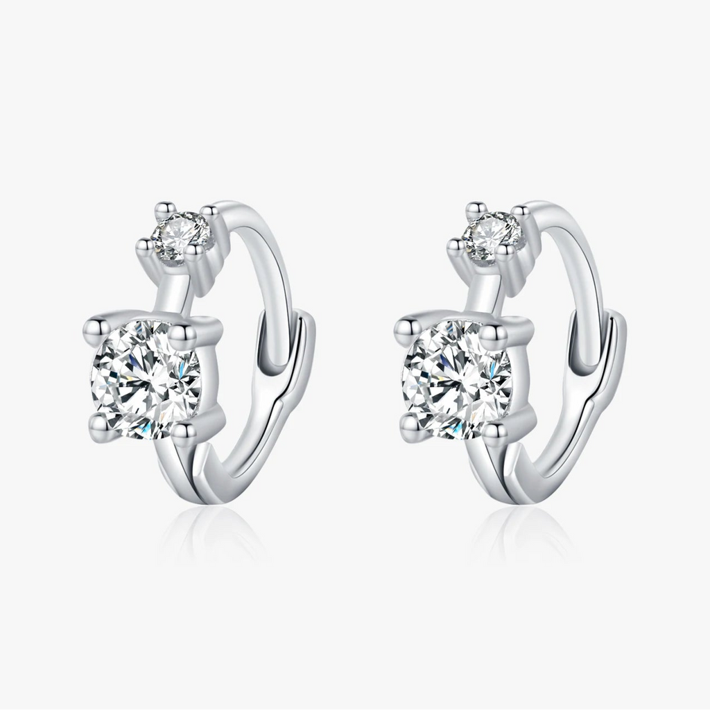 Silver Classic Stackable Tiny Round CZ Hoop Earrings