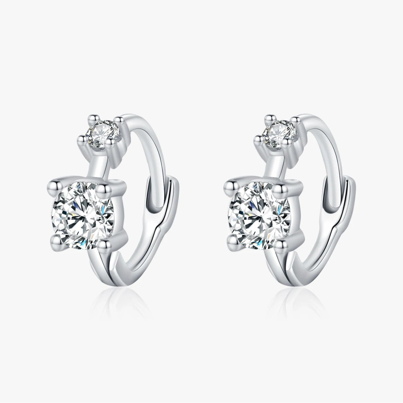 Silver Classic Stackable Tiny Round CZ Hoop Earrings