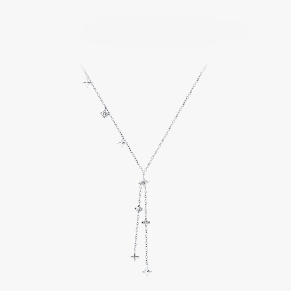 Collier ras du cou délicat en forme de Y avec breloque étoiles scintillantes 