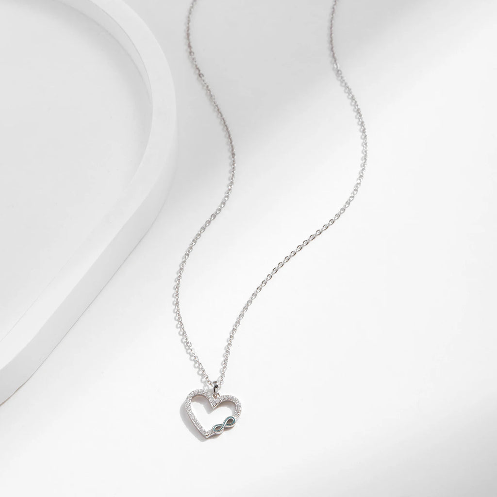 Romantic Heart Enamel Infinity Love Link Chain Pendant