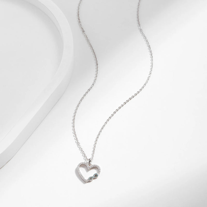 Romantic Heart Enamel Infinity Love Link Chain Pendant