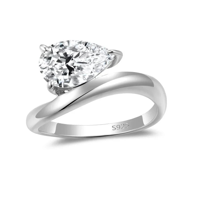 3Carat D Color Water Drop Moissanite Ring