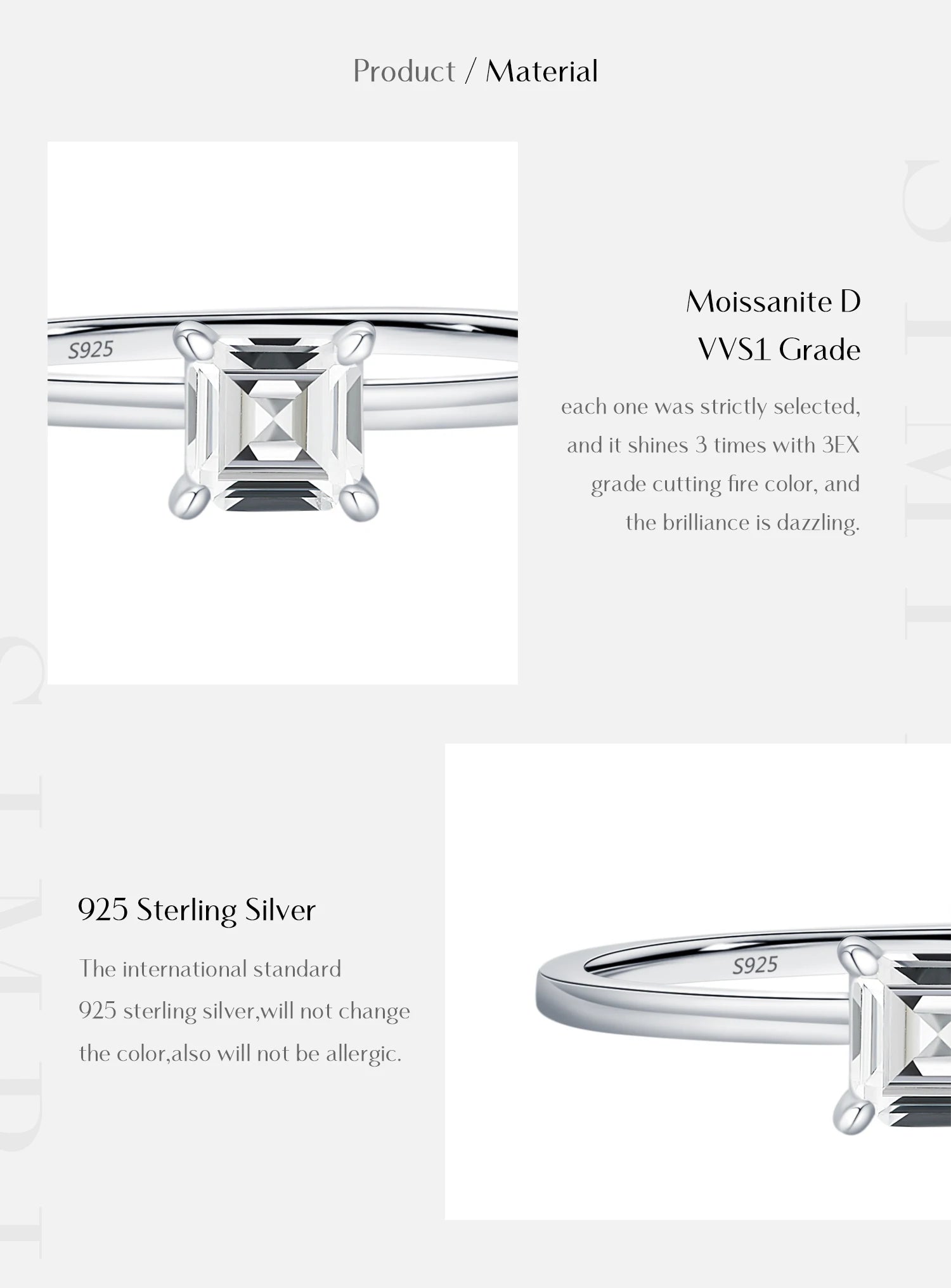 Emerald Cut Moissanite Ring