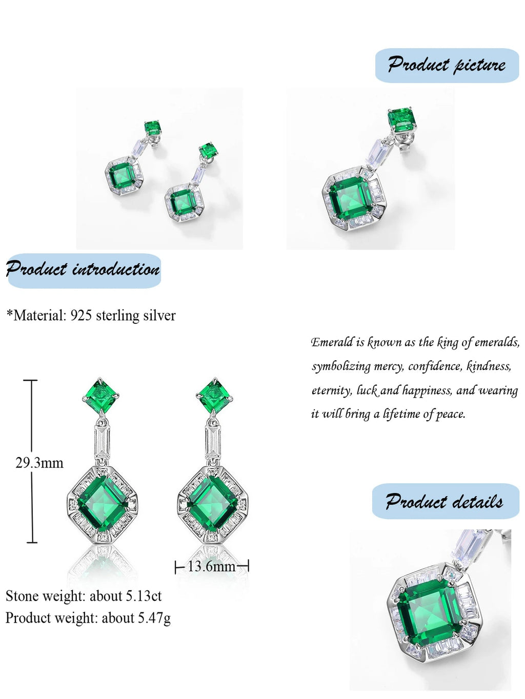 7 Carat Emerald Earring