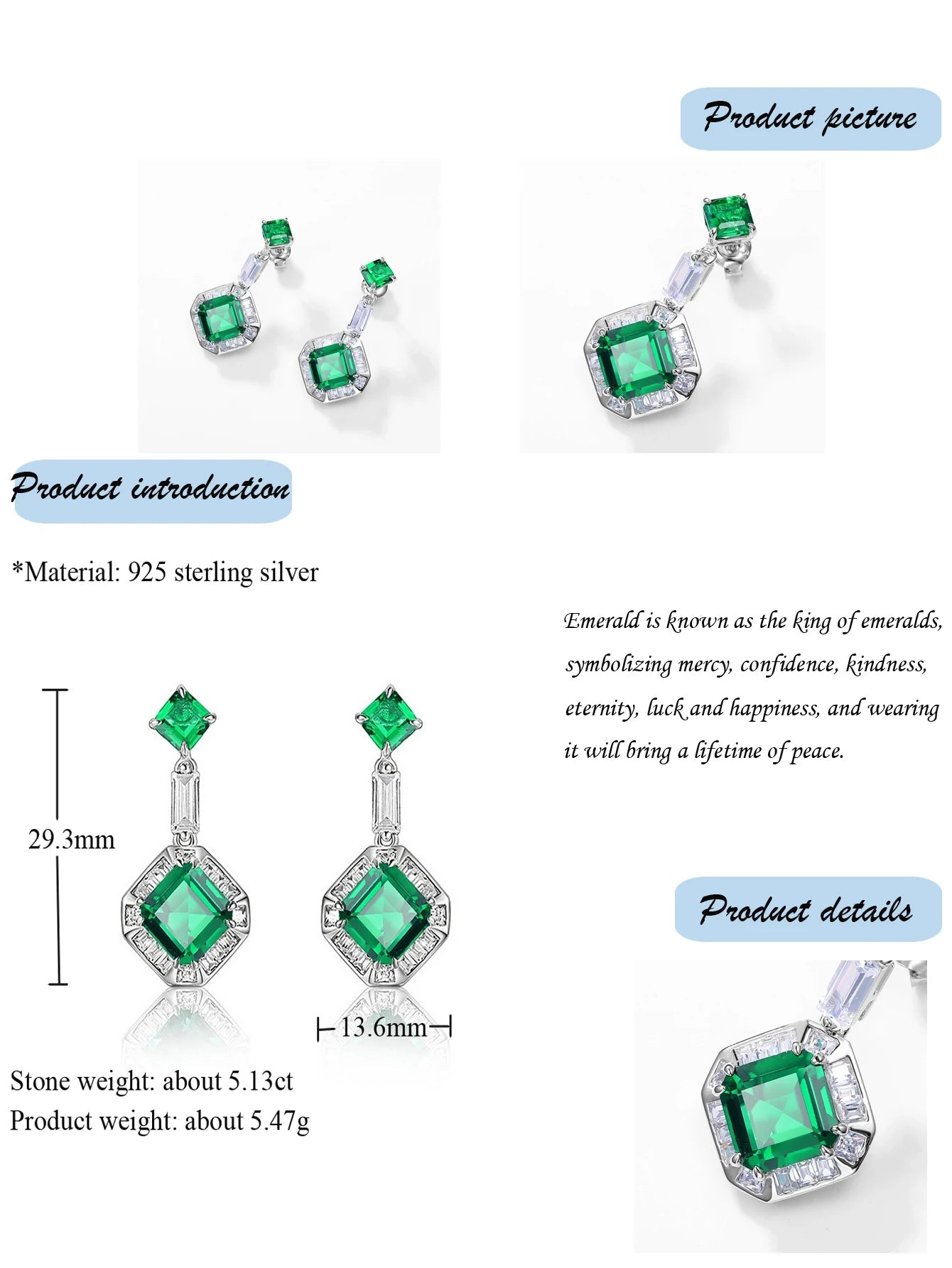 7 Carat Emerald Earring