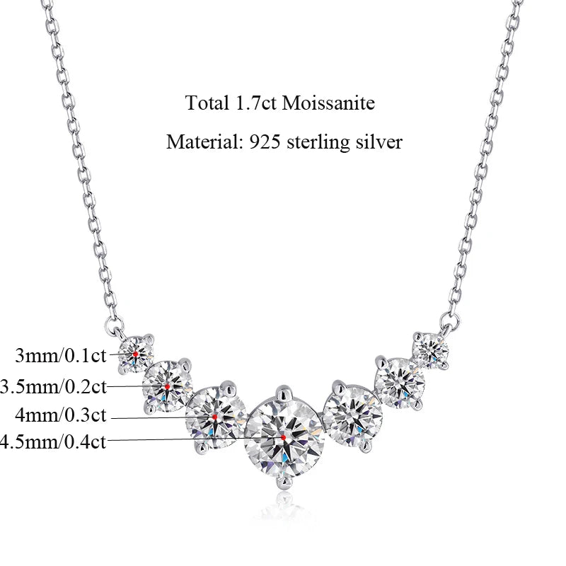 1.7 Carat Moissanite Diamond Pendant Necklace