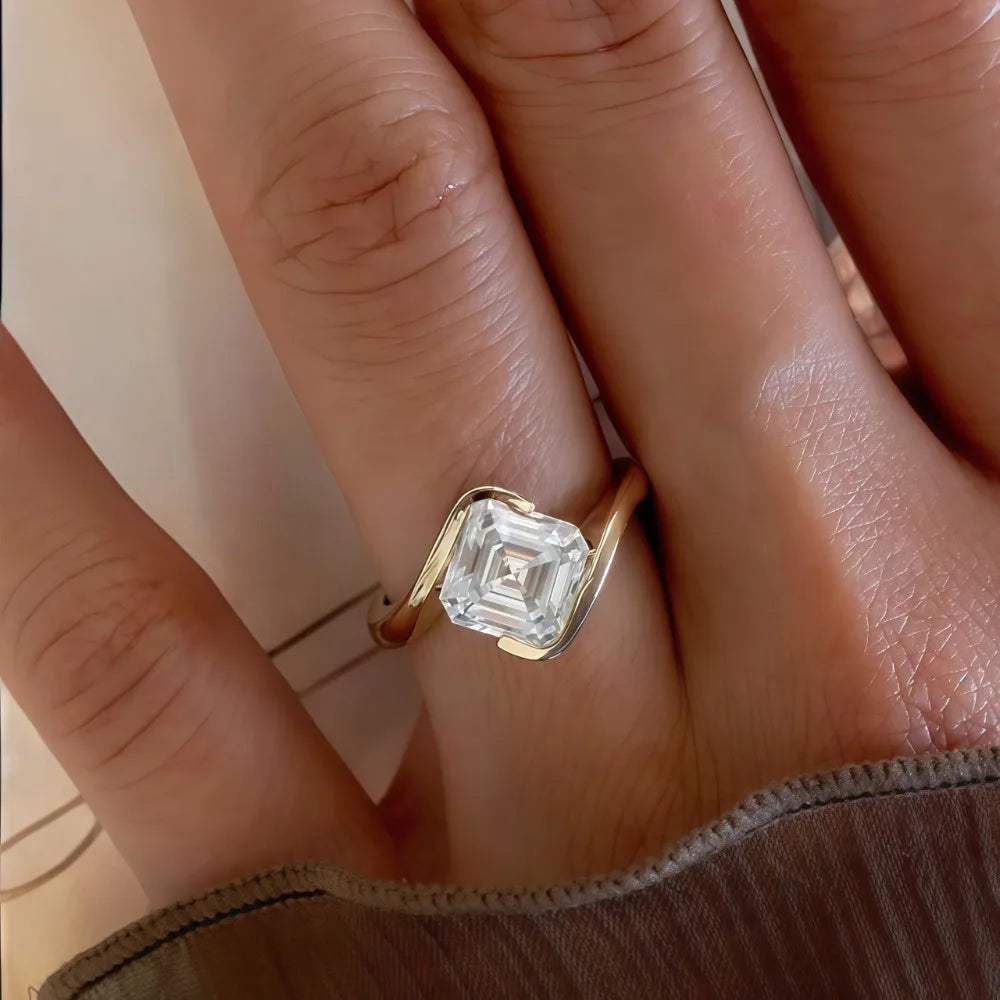 Asscher Cut Moissanite Ring