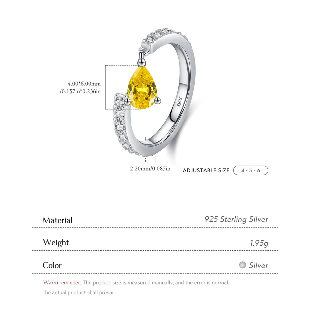 Bague exquise en forme de goutte d'eau 