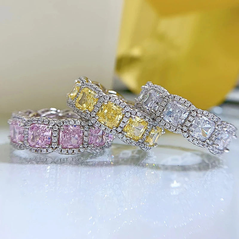Silver Sparkling 5*5mm Square Yellow Pink White