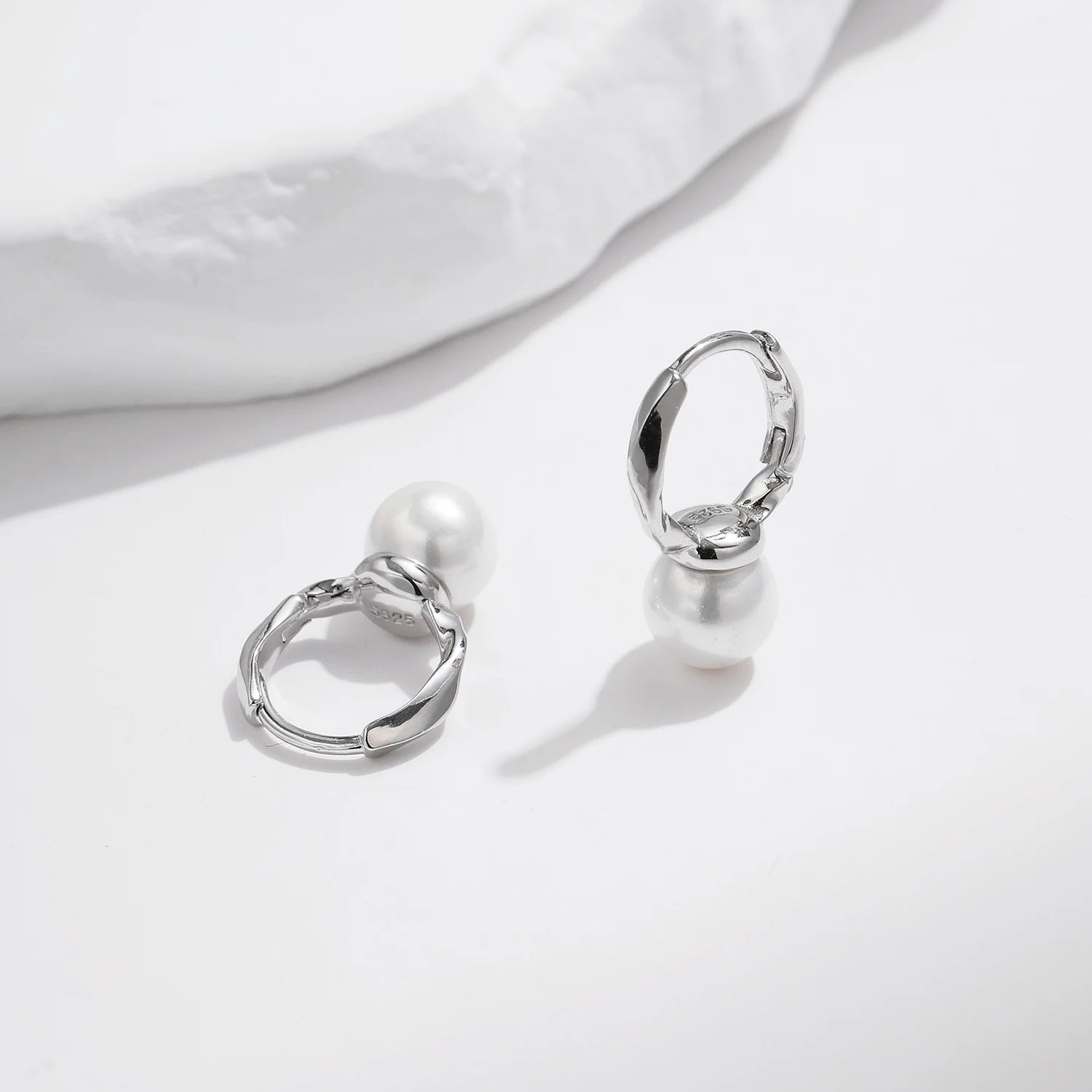 Shell Pearl Hoop Earrings