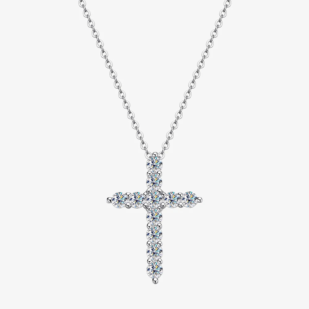 2.5-5MM Cross Moissanite Necklace