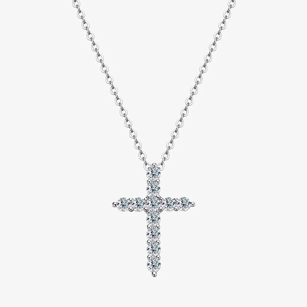 2.5-5MM Cross Moissanite Necklace
