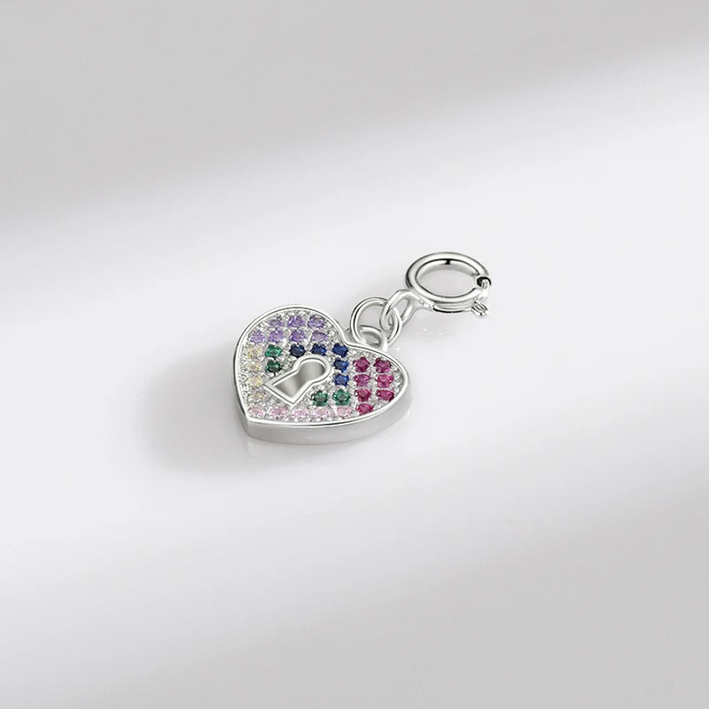 Rainbow Color Romantic Keyhole Hearts Charms