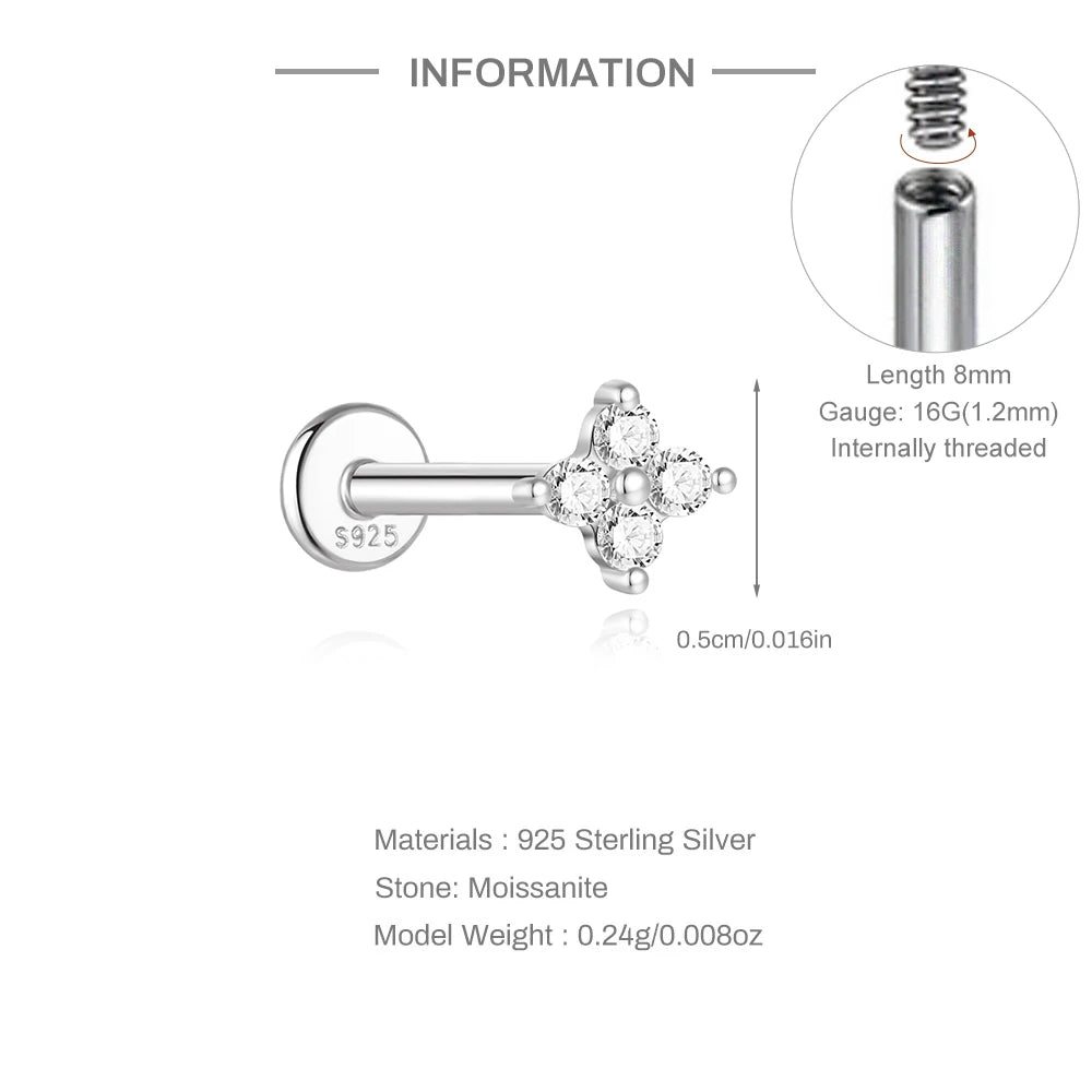 Moissanite Threaded Stud Earring