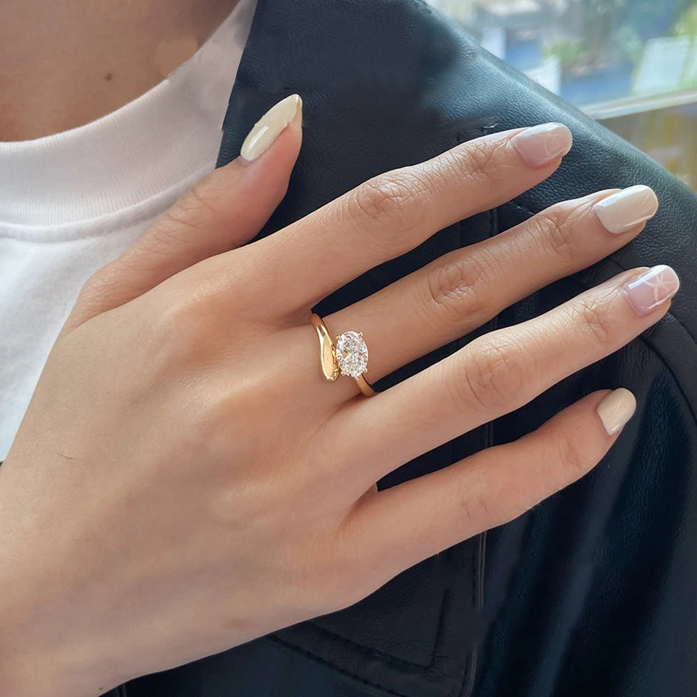 1.5CT Oval Cut Moissanite Ring